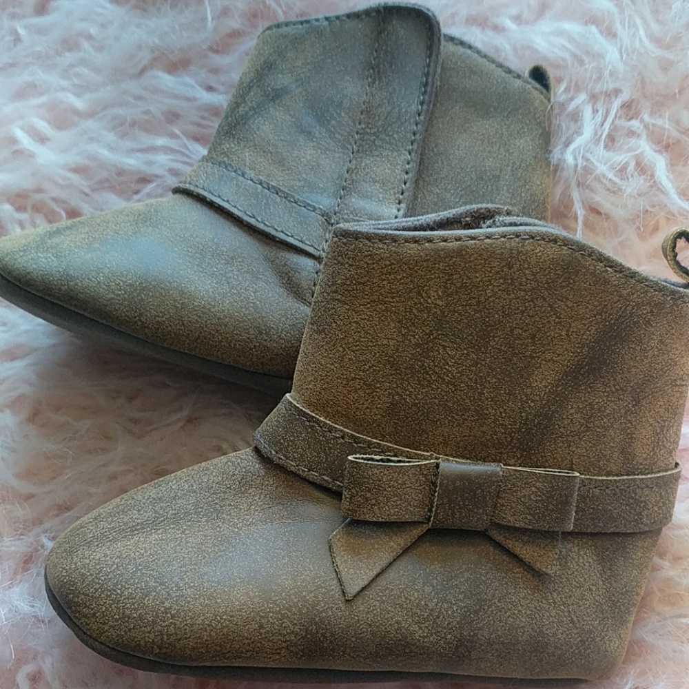 Faux suede bootie with bow detail